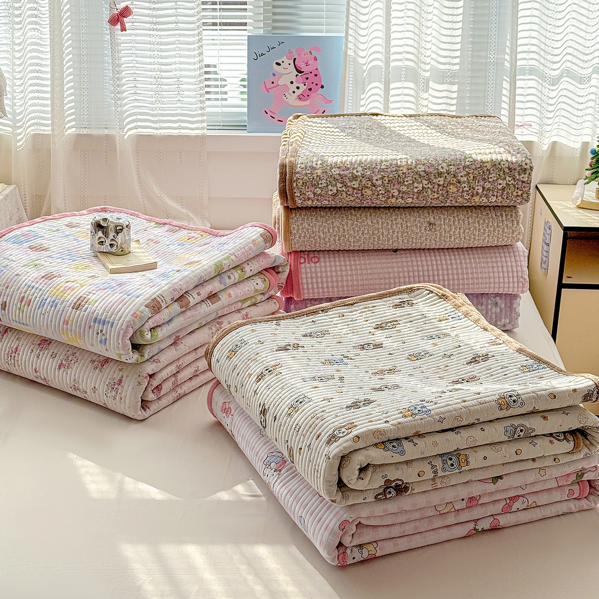 91家纺网 家纺一手货源 找家纺 恒尚居 2026新款A双层纱B牛奶绒床盖双面两用夹棉床单学生床垫床褥子系列二 组合图仅供参考不可下单