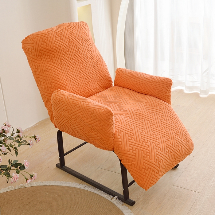 91家纺网 家纺一手货源 找家纺 启博家纺 2025新款磨毛提花绒功能款办公躺椅套 橙色