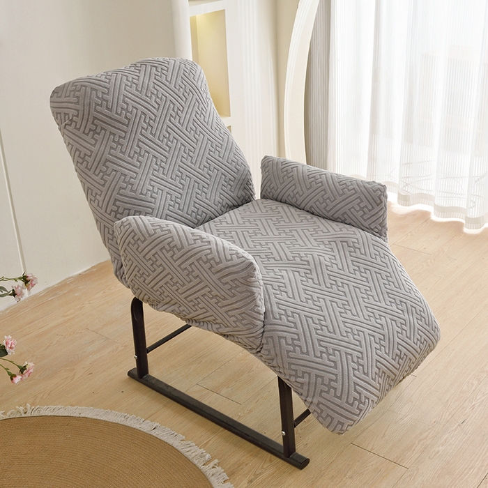 91家纺网 家纺一手货源 找家纺 启博家纺 2025新款磨毛提花绒功能款办公躺椅套 灰色