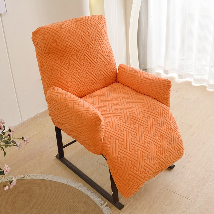 91家纺网 家纺一手货源 找家纺 启博家纺 2025新款磨毛提花绒功能款办公躺椅套 橙色