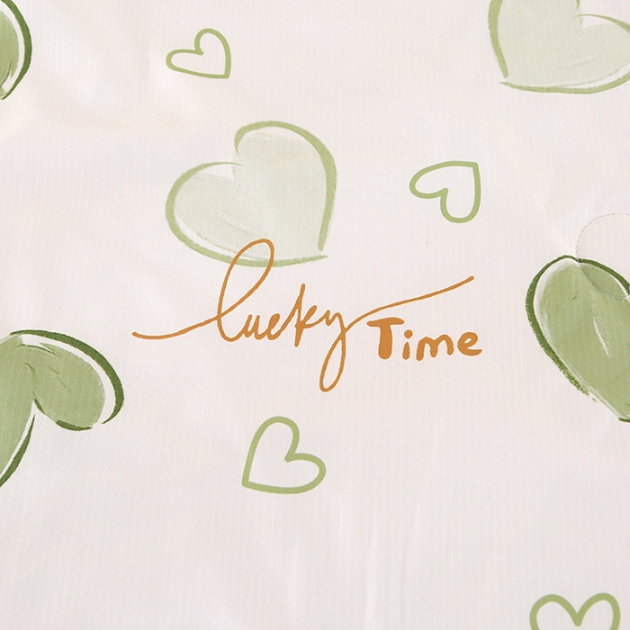 91家纺网 家纺一手货源 找家纺 延遥 2026新款亲肤水洗棉夏被夏凉被夏被四件套 爱心绿