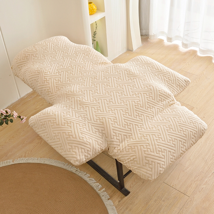 91家纺网 家纺一手货源 找家纺 启博家纺 2025新款磨毛提花绒功能款办公躺椅套 米白