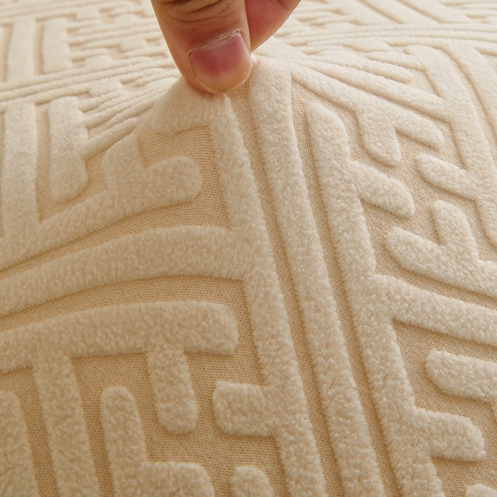 91家纺网 家纺一手货源 找家纺 启博家纺 2025新款磨毛提花绒功能款办公躺椅套 米白