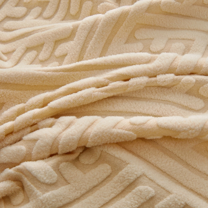 91家纺网 家纺一手货源 找家纺 启博家纺 2025新款磨毛提花绒功能款办公躺椅套 米白