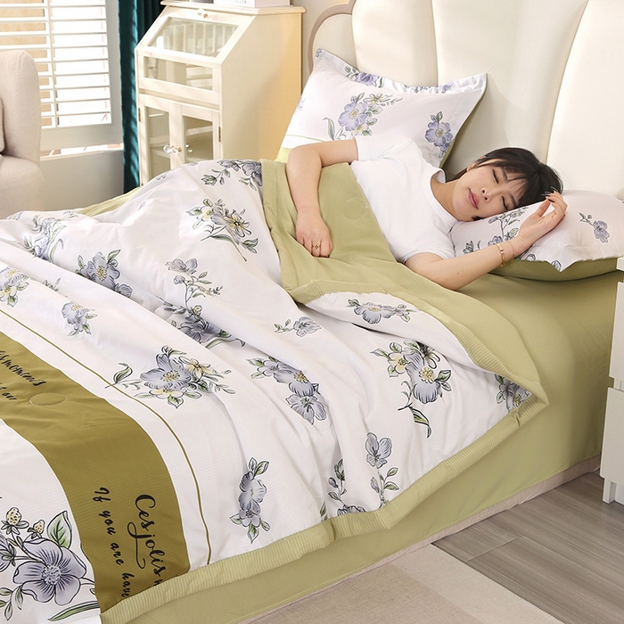 91家纺网 家纺一手货源 找家纺 延遥 2026新款亲肤水洗棉夏被夏凉被夏被四件套 花想容