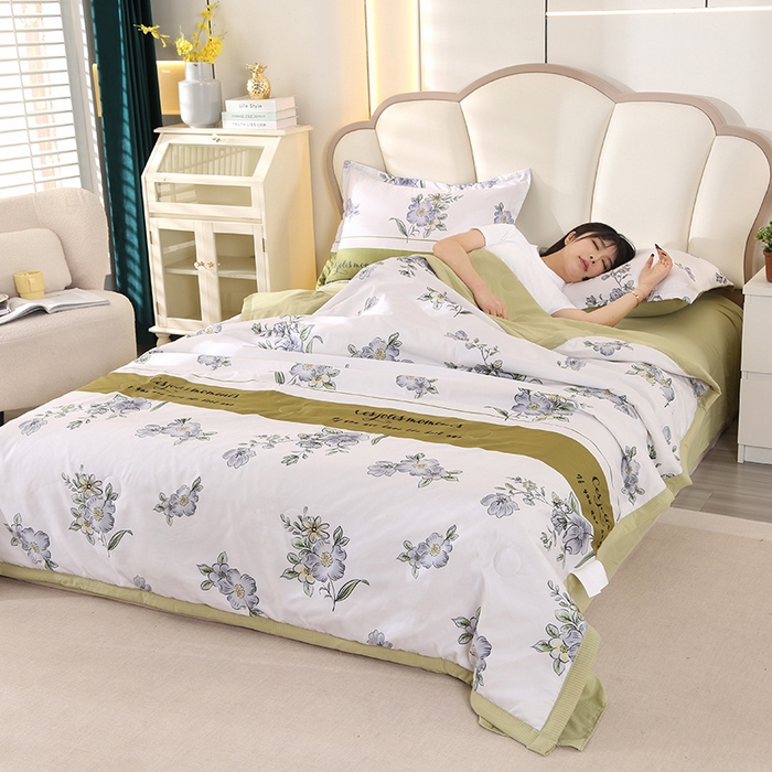 91家纺网 家纺一手货源 找家纺 延遥 2026新款亲肤水洗棉夏被夏凉被夏被四件套 花想容