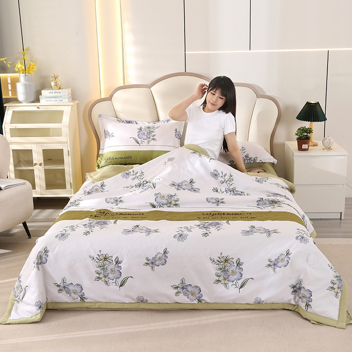 91家纺网 家纺一手货源 找家纺 延遥 2026新款亲肤水洗棉夏被夏凉被夏被四件套 花想容