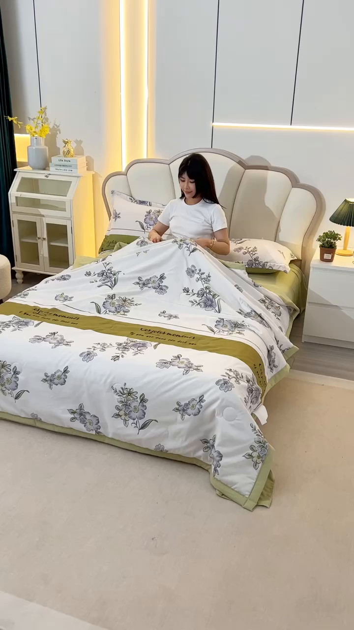91家纺网 家纺一手货源 找家纺 延遥 2026新款亲肤水洗棉夏被夏凉被夏被四件套 花想容