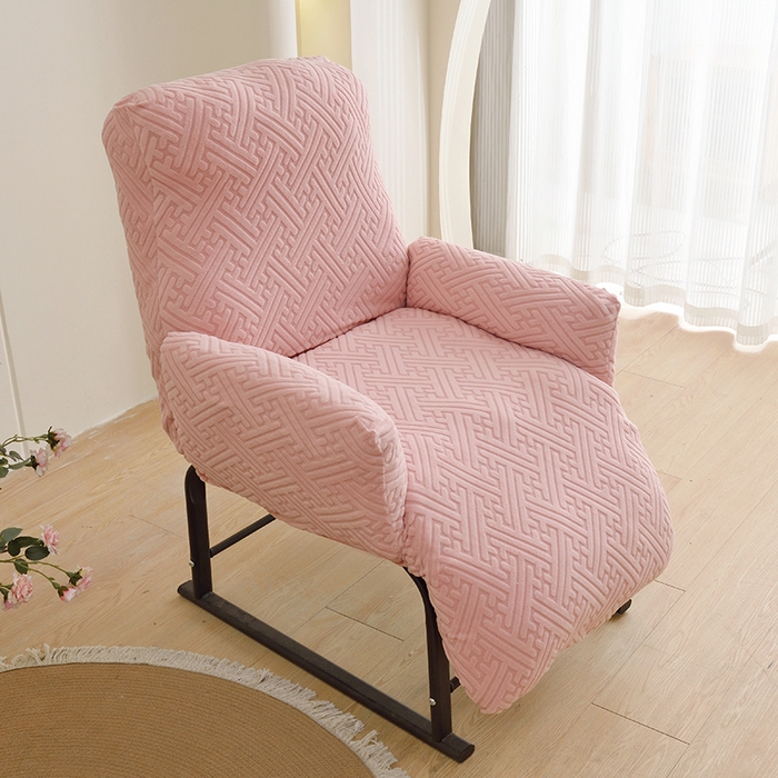 91家纺网 家纺一手货源 找家纺 启博家纺 2025新款磨毛提花绒功能款办公躺椅套 桃粉