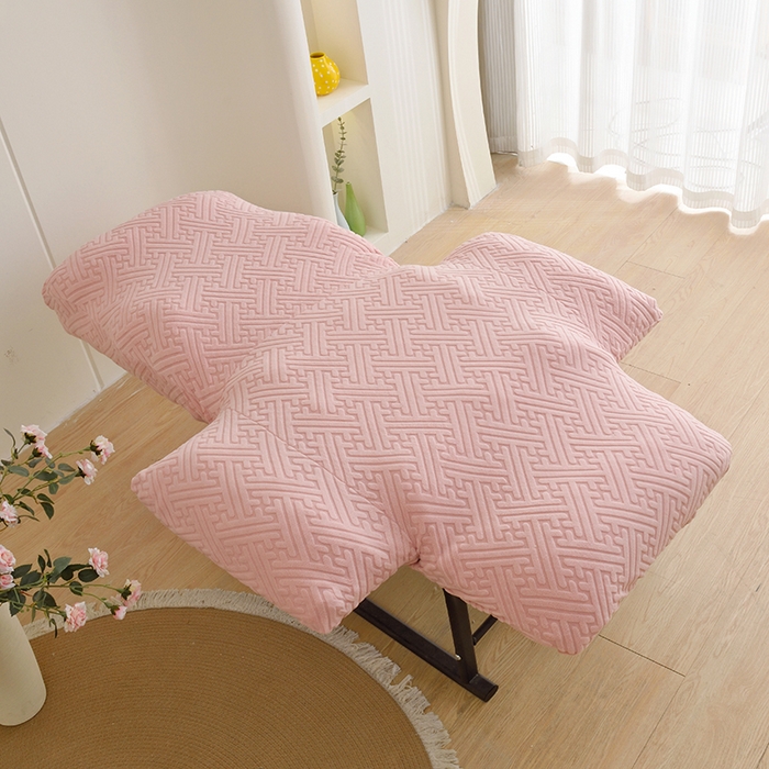 91家纺网 家纺一手货源 找家纺 启博家纺 2025新款磨毛提花绒功能款办公躺椅套 桃粉