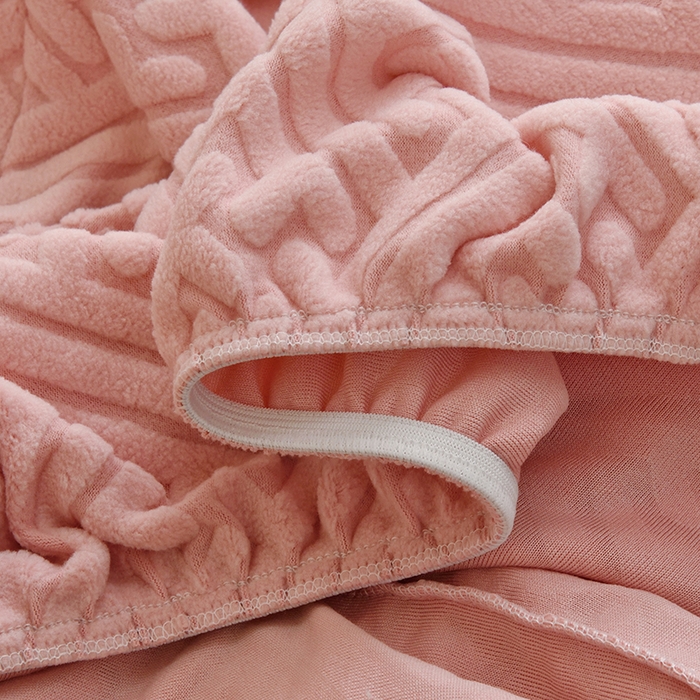 91家纺网 家纺一手货源 找家纺 启博家纺 2025新款磨毛提花绒功能款办公躺椅套 桃粉