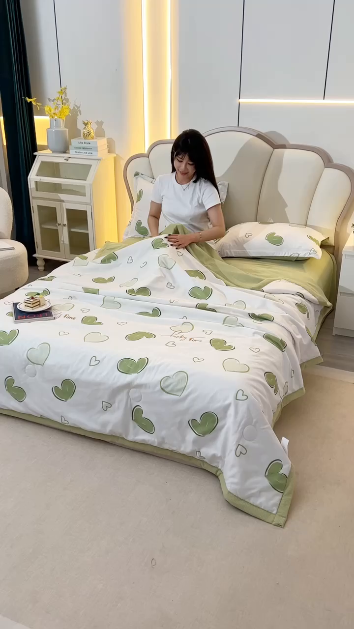 91家纺网 家纺一手货源 找家纺 延遥 2026新款亲肤水洗棉夏被夏凉被夏被四件套 花意浓