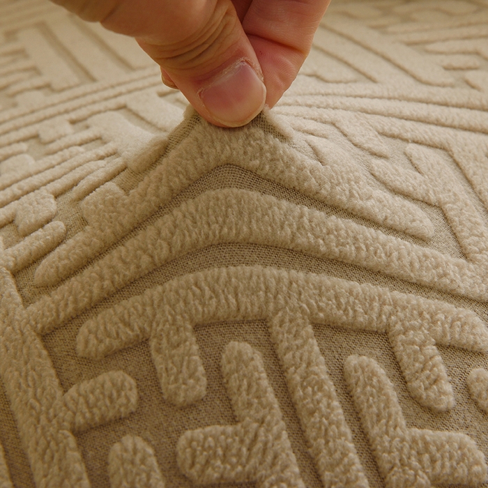 91家纺网 家纺一手货源 找家纺 启博家纺 2025新款磨毛提花绒功能款办公躺椅套 驼色