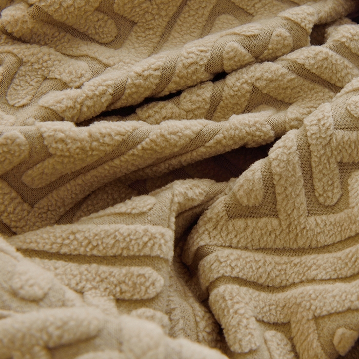 91家纺网 家纺一手货源 找家纺 启博家纺 2025新款磨毛提花绒功能款办公躺椅套 驼色