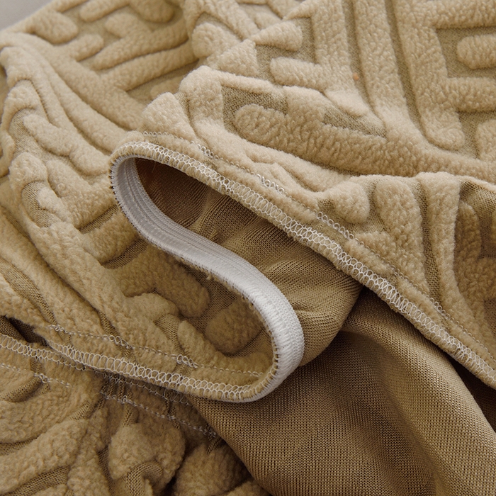 91家纺网 家纺一手货源 找家纺 启博家纺 2025新款磨毛提花绒功能款办公躺椅套 驼色