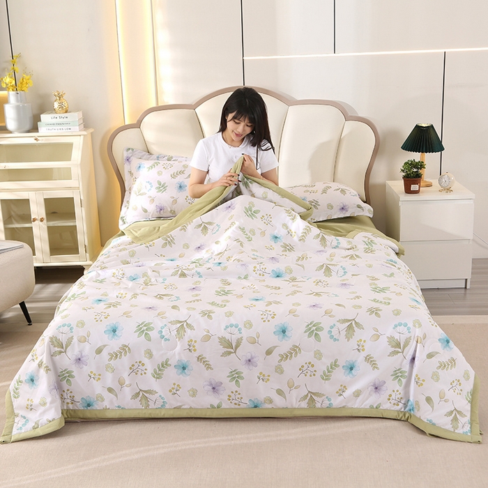 91家纺网 家纺一手货源 找家纺 延遥 2026新款亲肤水洗棉夏被夏凉被夏被四件套 莫奈花园