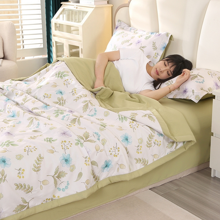 91家纺网 家纺一手货源 找家纺 延遥 2026新款亲肤水洗棉夏被夏凉被夏被四件套 莫奈花园