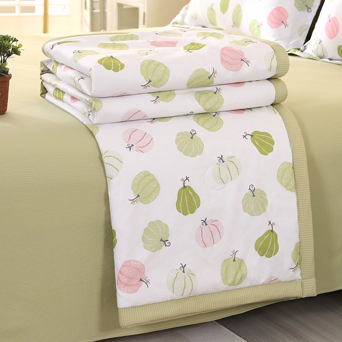 91家纺网 家纺一手货源 找家纺 延遥 2026新款亲肤水洗棉夏被夏凉被夏被四件套 小南瓜