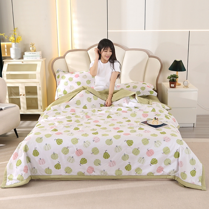 91家纺网 家纺一手货源 找家纺 延遥 2026新款亲肤水洗棉夏被夏凉被夏被四件套 小南瓜