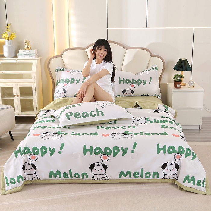 91家纺网 家纺一手货源 找家纺 延遥 2026新款亲肤水洗棉夏被夏凉被夏被四件套 音乐狗