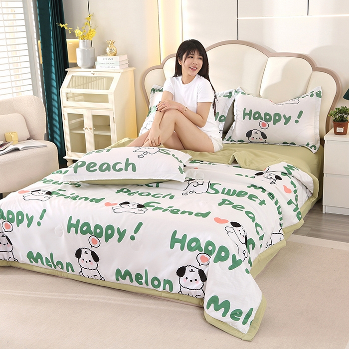 91家纺网 家纺一手货源 找家纺 延遥 2026新款亲肤水洗棉夏被夏凉被夏被四件套 音乐狗