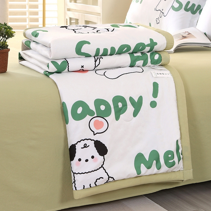 91家纺网 家纺一手货源 找家纺 延遥 2026新款亲肤水洗棉夏被夏凉被夏被四件套 音乐狗