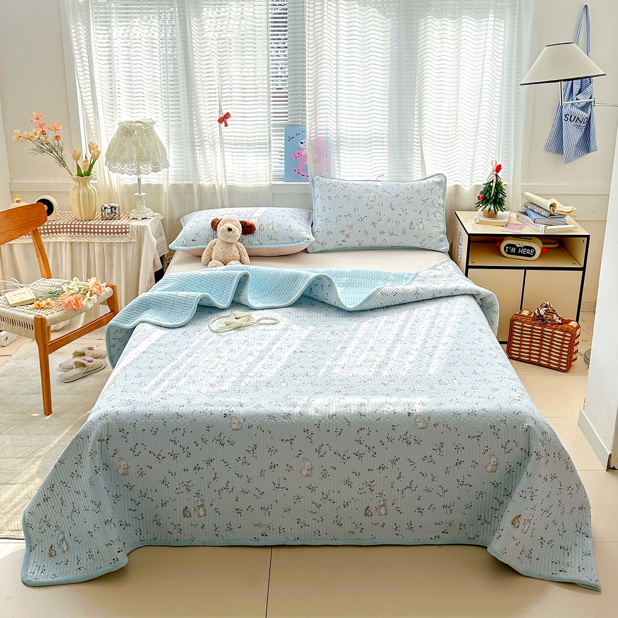 91家纺网 家纺一手货源 找家纺 （总）恒尚居 2026新款A双层纱B牛奶绒床盖双面两用夹棉床单学生床垫床褥子