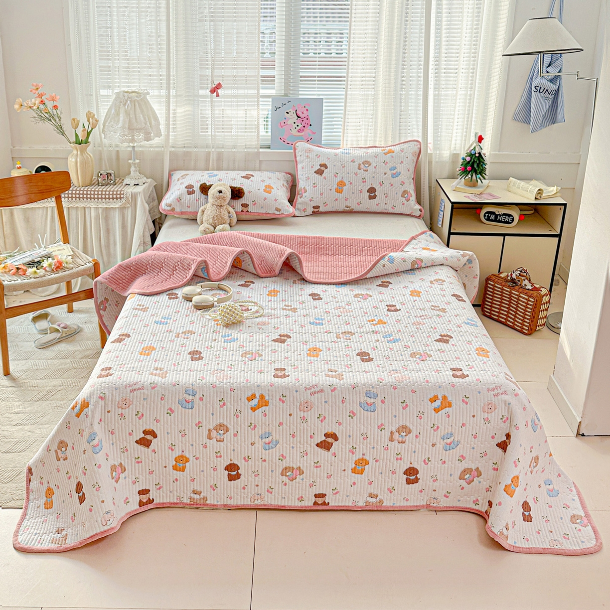 91家纺网 家纺一手货源 找家纺 （总）恒尚居 2026新款A双层纱B牛奶绒床盖双面两用夹棉床单学生床垫床褥子