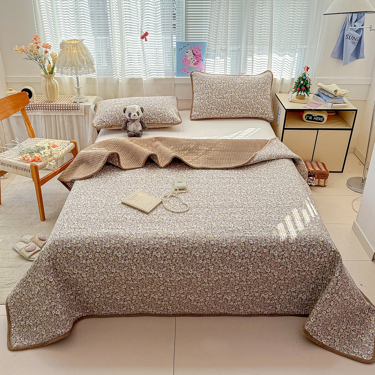 91家纺网 家纺一手货源 找家纺 （总）恒尚居 2026新款A双层纱B牛奶绒床盖双面两用夹棉床单学生床垫床褥子