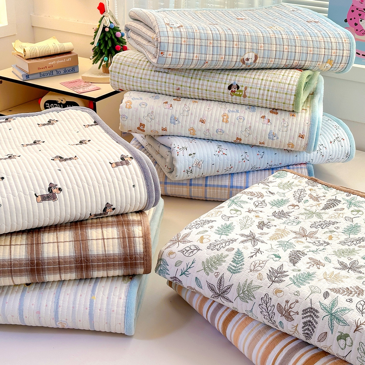 91家纺网 家纺一手货源 找家纺 （总）恒尚居 2026新款A双层纱B牛奶绒床盖双面两用夹棉床单学生床垫床褥子