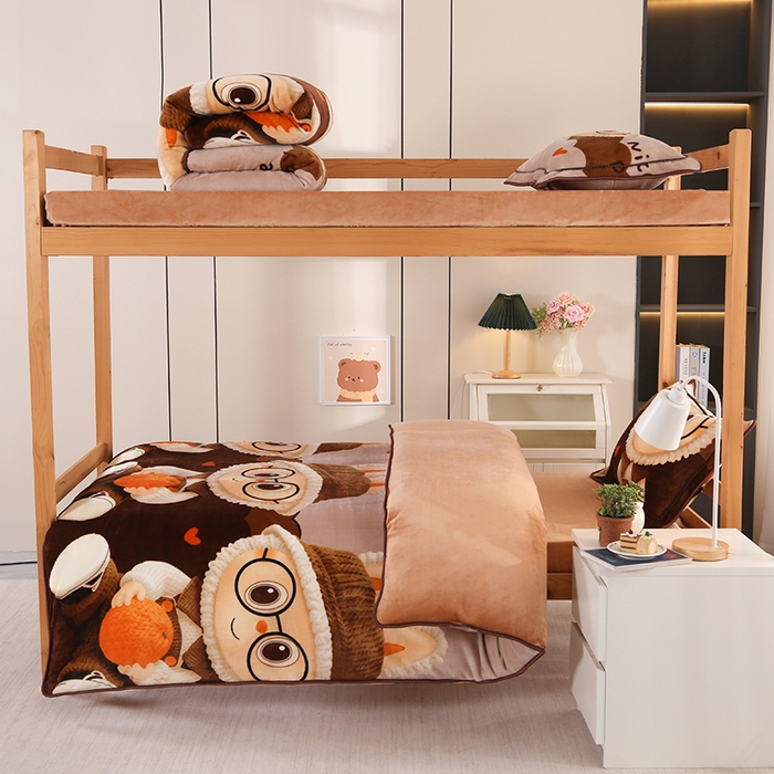 91家纺网 家纺一手货源 找家纺 雨洋家纺 2025新款学生季加厚保暖牛奶绒金貂绒婴儿宝宝学生三件套  拉布布