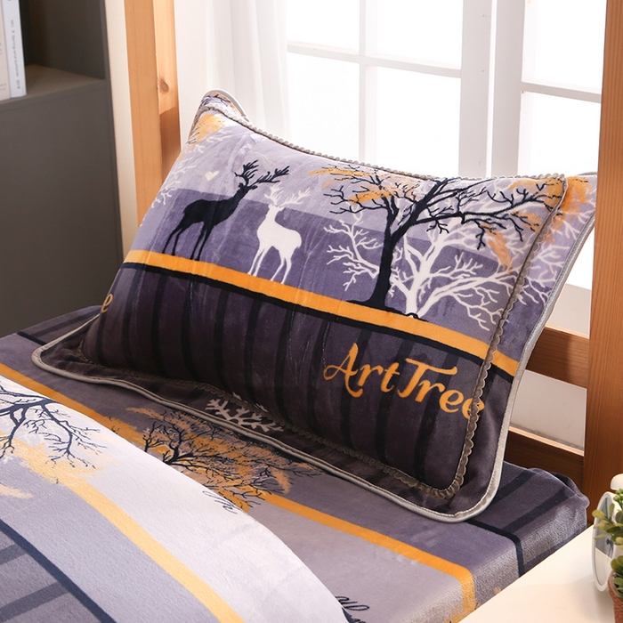 91家纺网 家纺一手货源 找家纺 雨洋家纺 2025新款学生季加厚保暖牛奶绒金貂绒婴儿宝宝学生三件套 一鹿有你