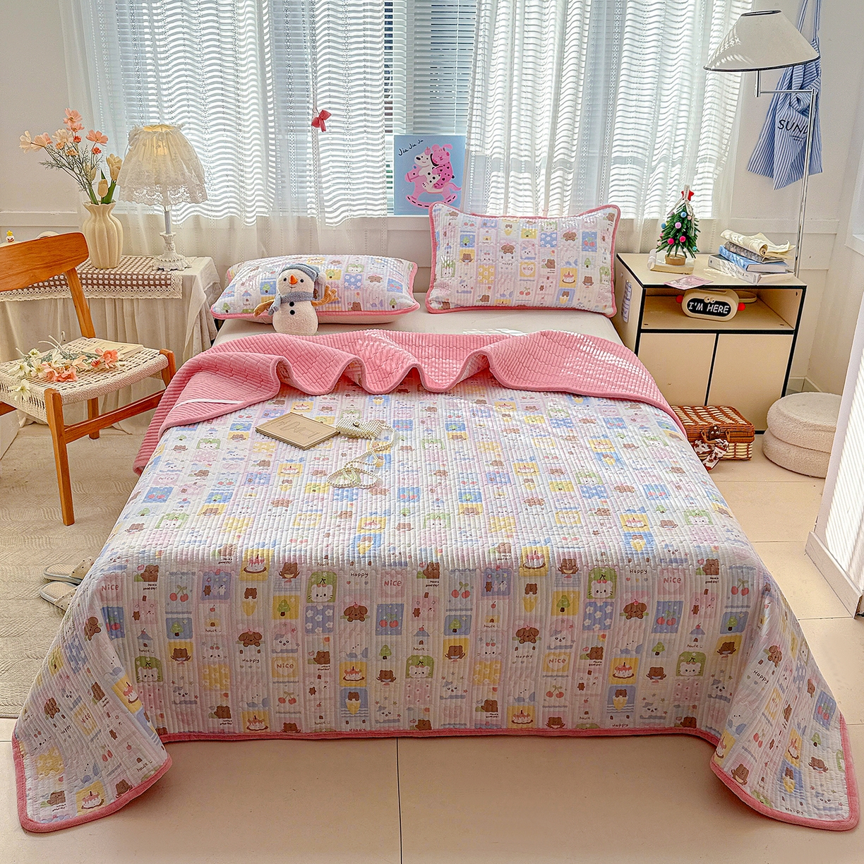 恒尚居 2026新款A双层纱B牛奶绒床盖双面两用夹棉床单学生床垫床褥子 动物世界【A双层纱-B牛奶绒】