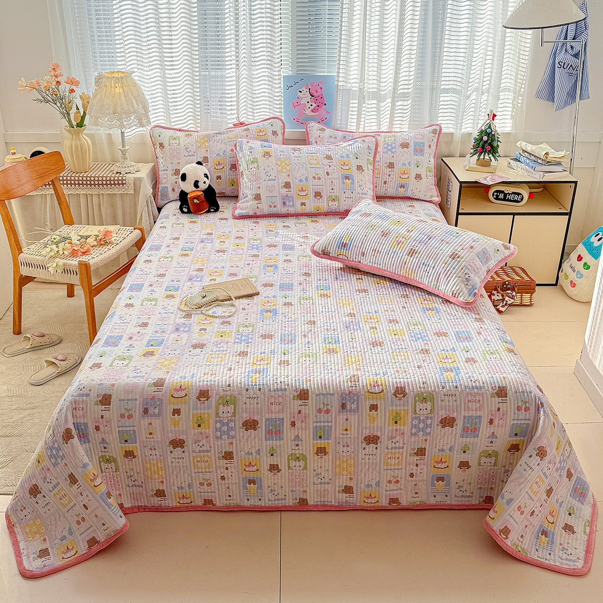 91家纺网 家纺一手货源 找家纺 恒尚居 2026新款A双层纱B牛奶绒床盖双面两用夹棉床单学生床垫床褥子 动物世界【A双层纱-B牛奶绒】