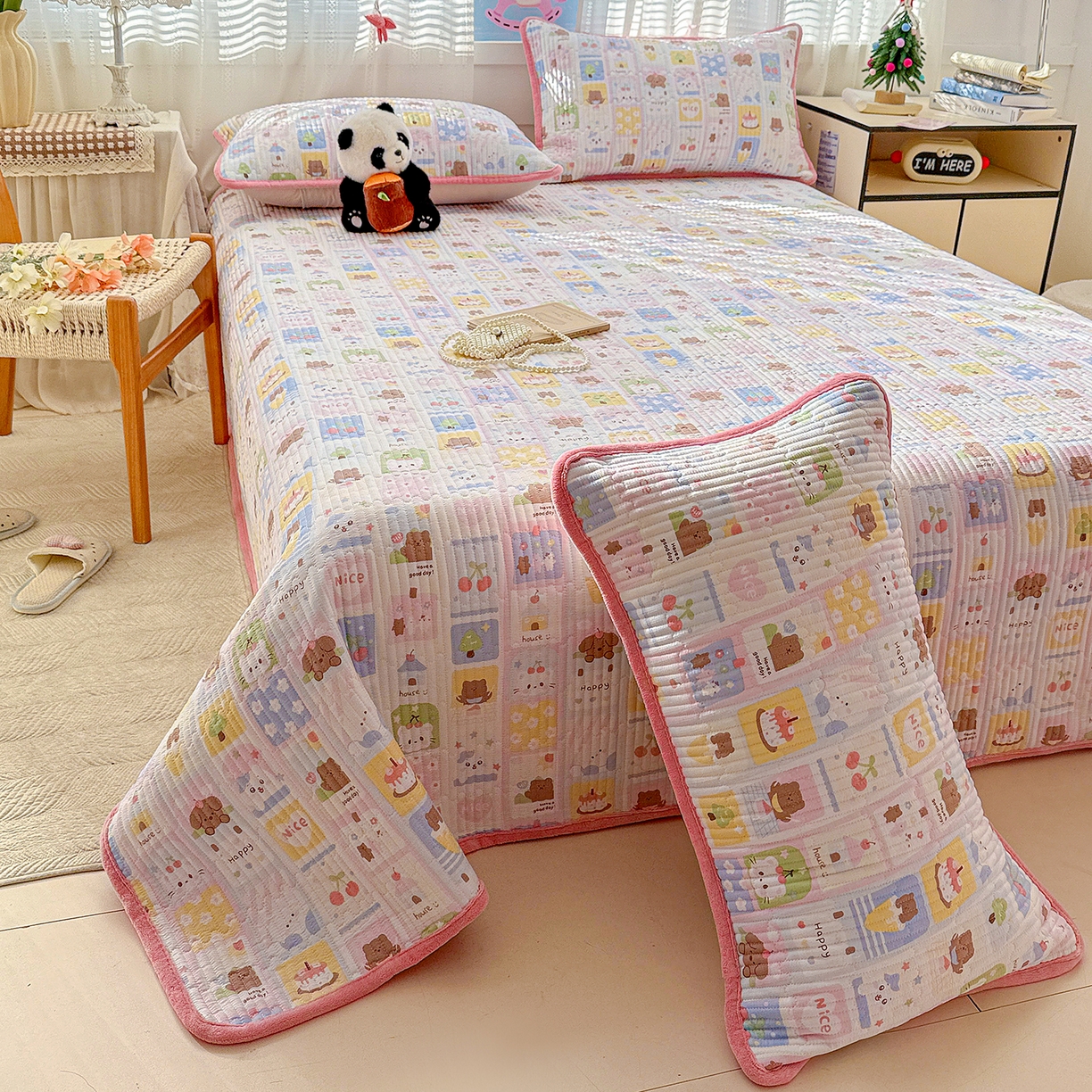 91家纺网 家纺一手货源 找家纺 恒尚居 2026新款A双层纱B牛奶绒床盖双面两用夹棉床单学生床垫床褥子 动物世界【A双层纱-B牛奶绒】