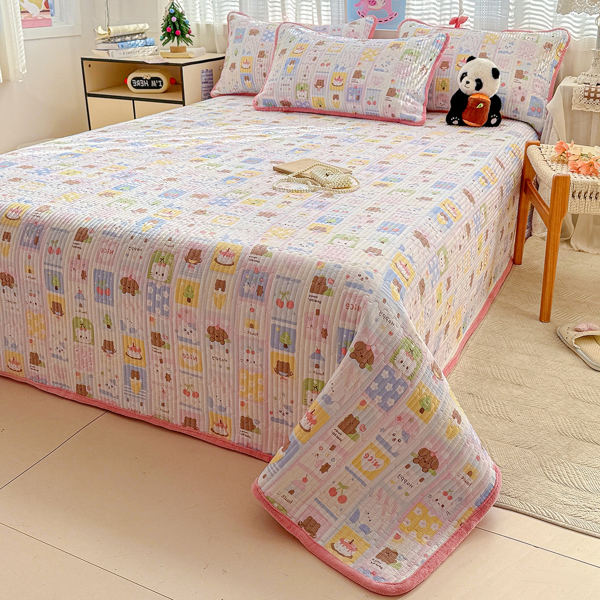 91家纺网 家纺一手货源 找家纺 恒尚居 2026新款A双层纱B牛奶绒床盖双面两用夹棉床单学生床垫床褥子 动物世界【A双层纱-B牛奶绒】