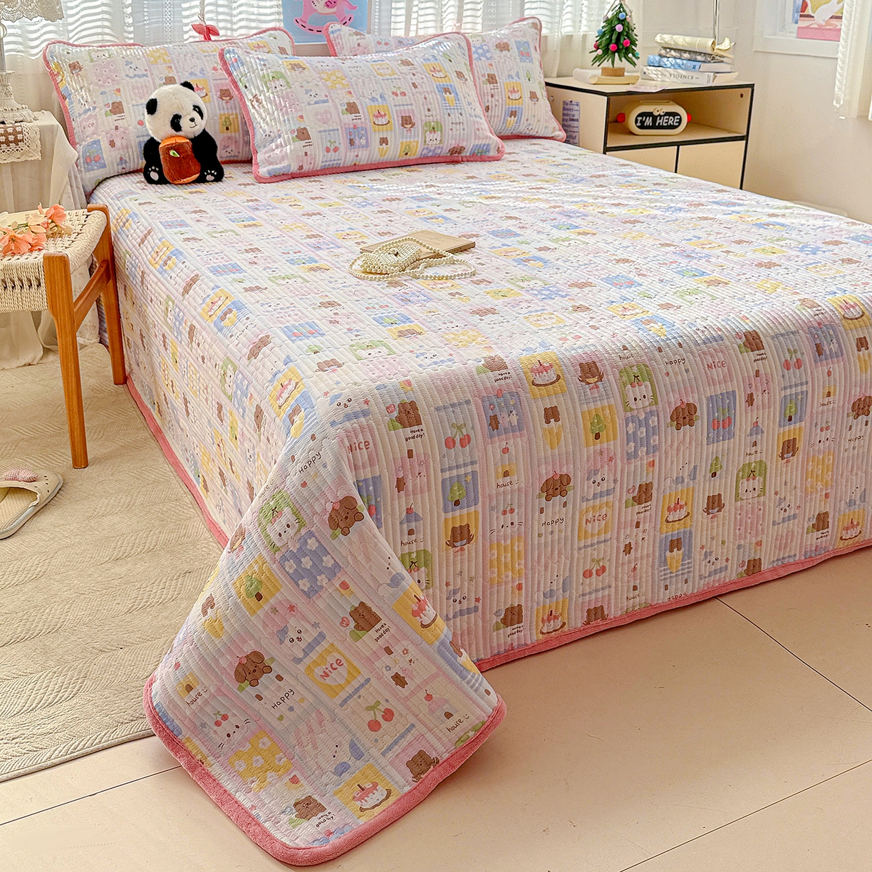 91家纺网 家纺一手货源 找家纺 恒尚居 2026新款A双层纱B牛奶绒床盖双面两用夹棉床单学生床垫床褥子 动物世界【A双层纱-B牛奶绒】