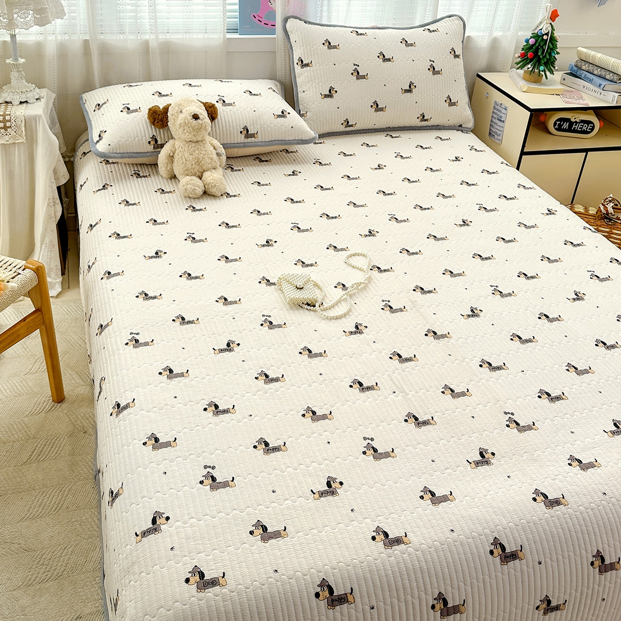 91家纺网 家纺一手货源 找家纺 恒尚居 2026新款A双层纱B牛奶绒床盖双面两用夹棉床单学生床垫床褥子 奇奇狗【A双层纱-B牛奶绒】