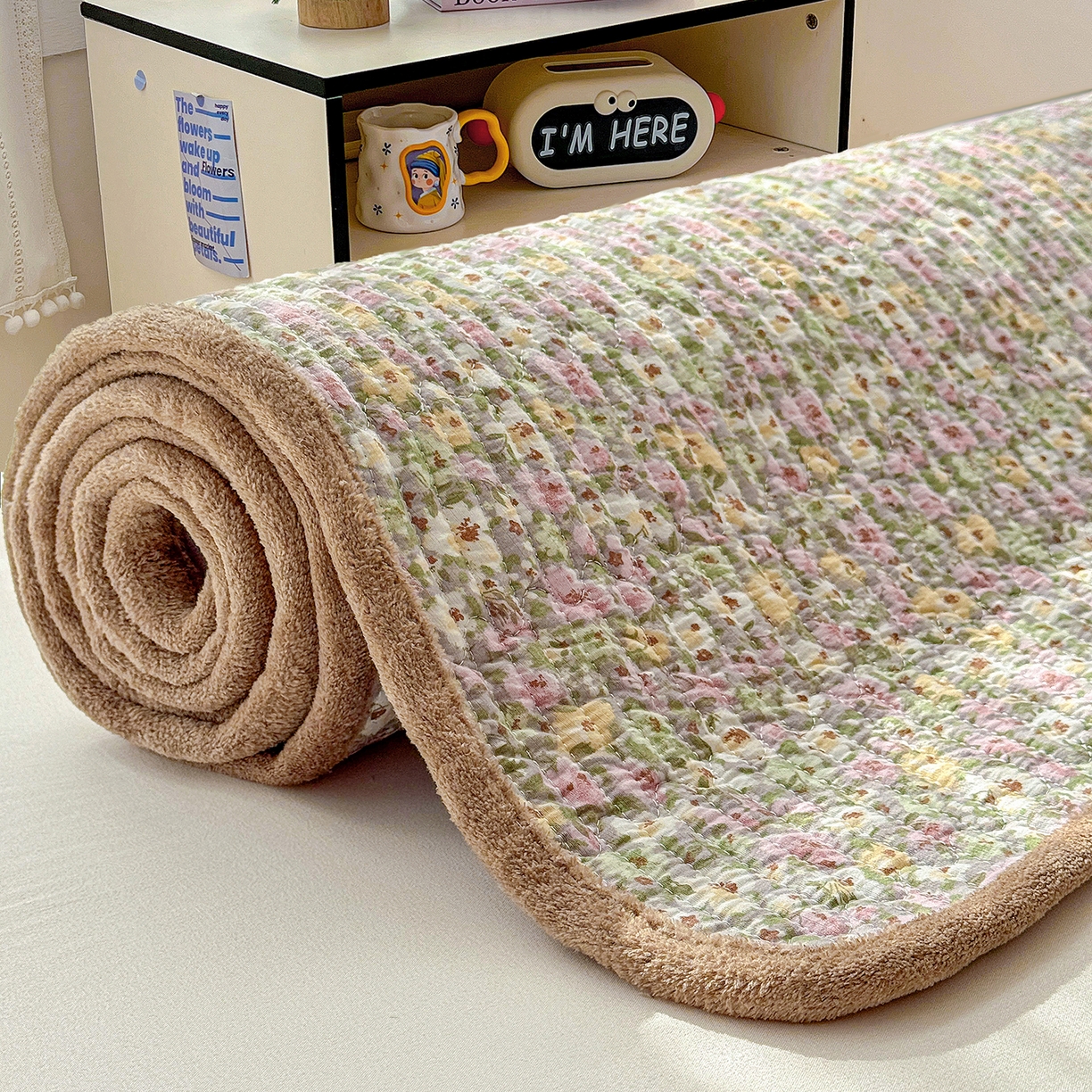 91家纺网 家纺一手货源 找家纺 恒尚居 2026新款A双层纱B牛奶绒床盖双面两用夹棉床单学生床垫床褥子 小碎花【A双层纱-B牛奶绒】