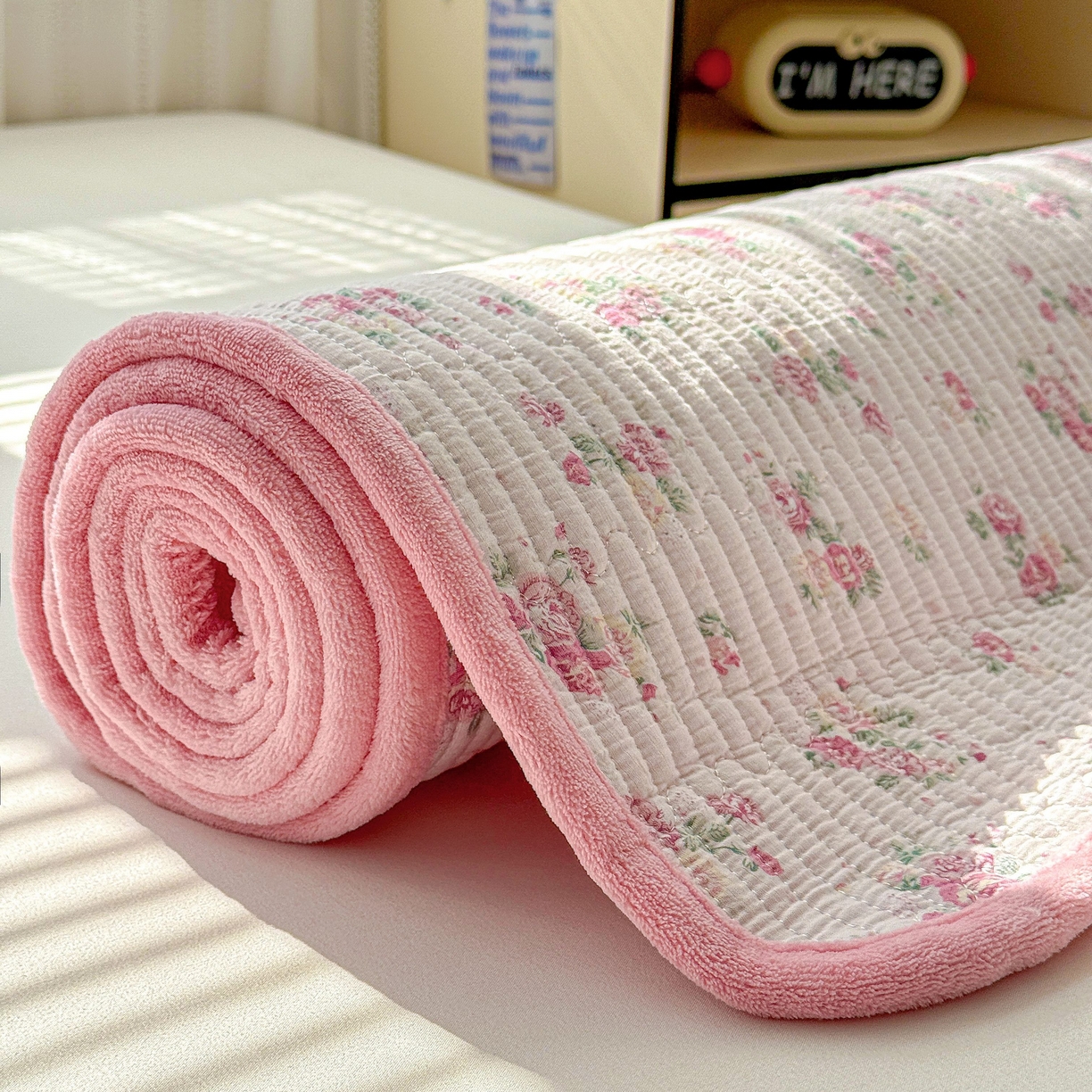 91家纺网 家纺一手货源 找家纺 恒尚居 2026新款A双层纱B牛奶绒床盖双面两用夹棉床单学生床垫床褥子 悠然粉【A双层纱-B牛奶绒】