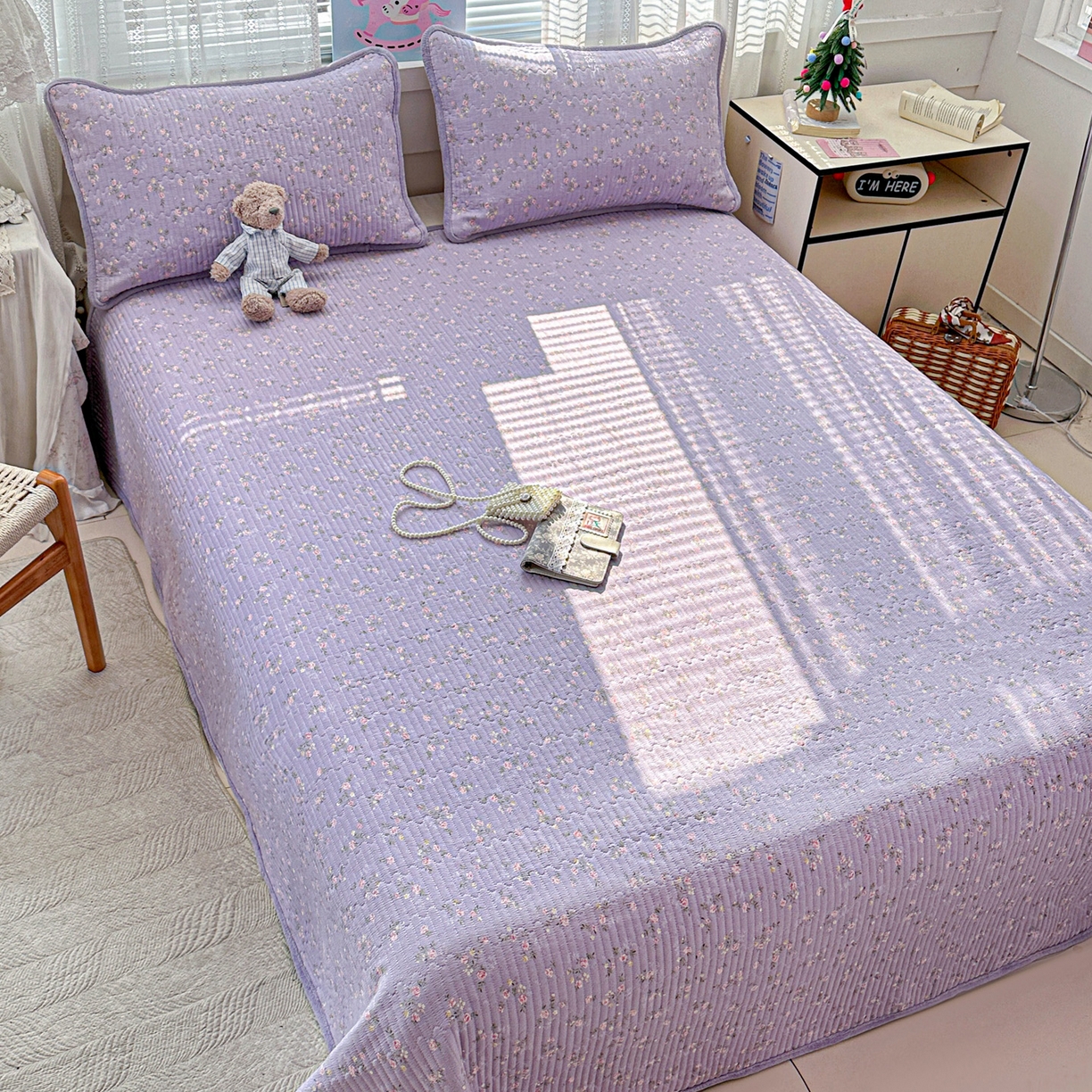 91家纺网 家纺一手货源 找家纺 恒尚居 2026新款A双层纱B牛奶绒床盖双面两用夹棉床单学生床垫床褥子 紫色印象【A双层纱-B牛奶绒】