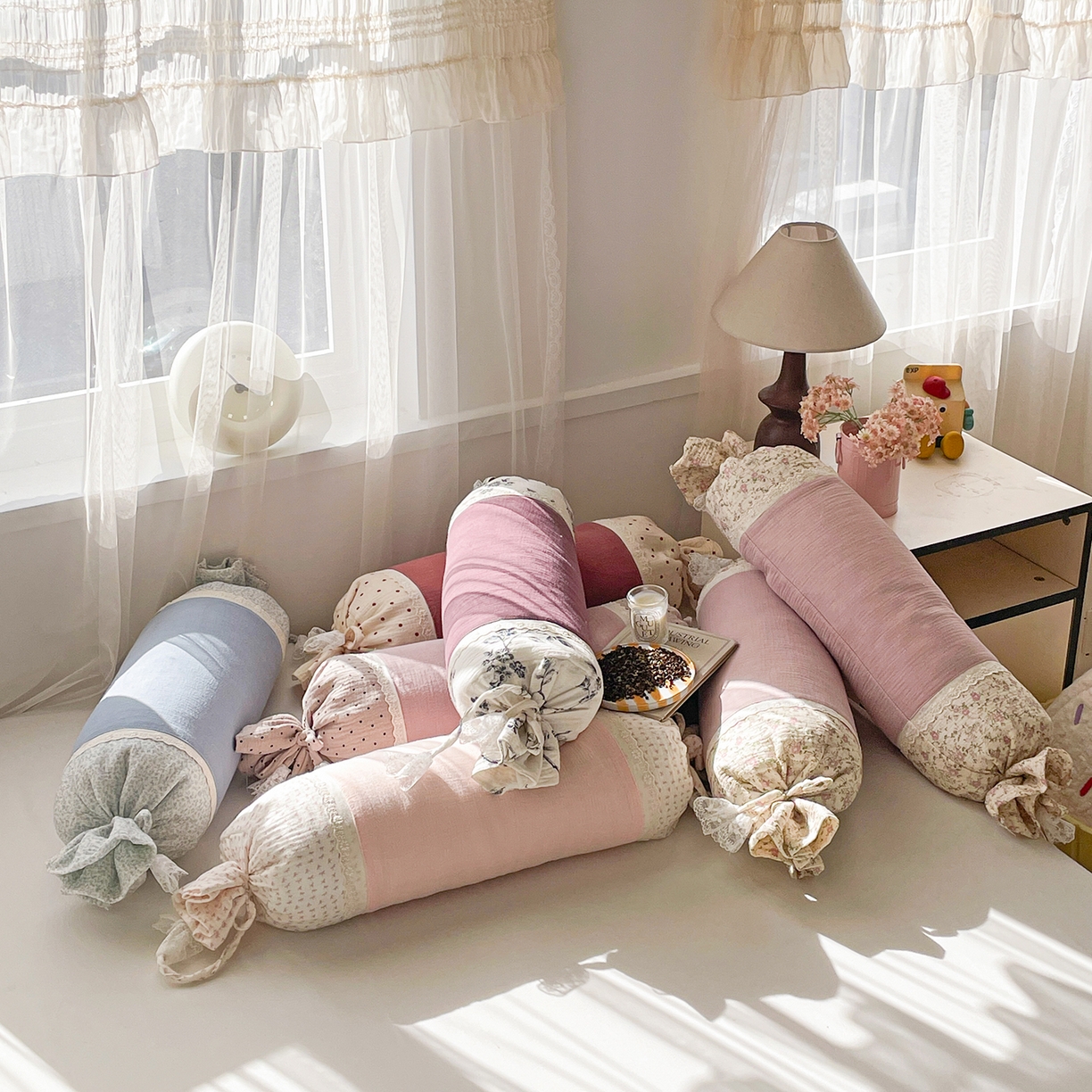 91家纺网 家纺一手货源 找家纺 亦帆枕芯 2025新款多功能枕糖果形荞麦颈椎抱枕透气新生儿侧睡枕枕头枕芯 组合图仅供展示不可下单