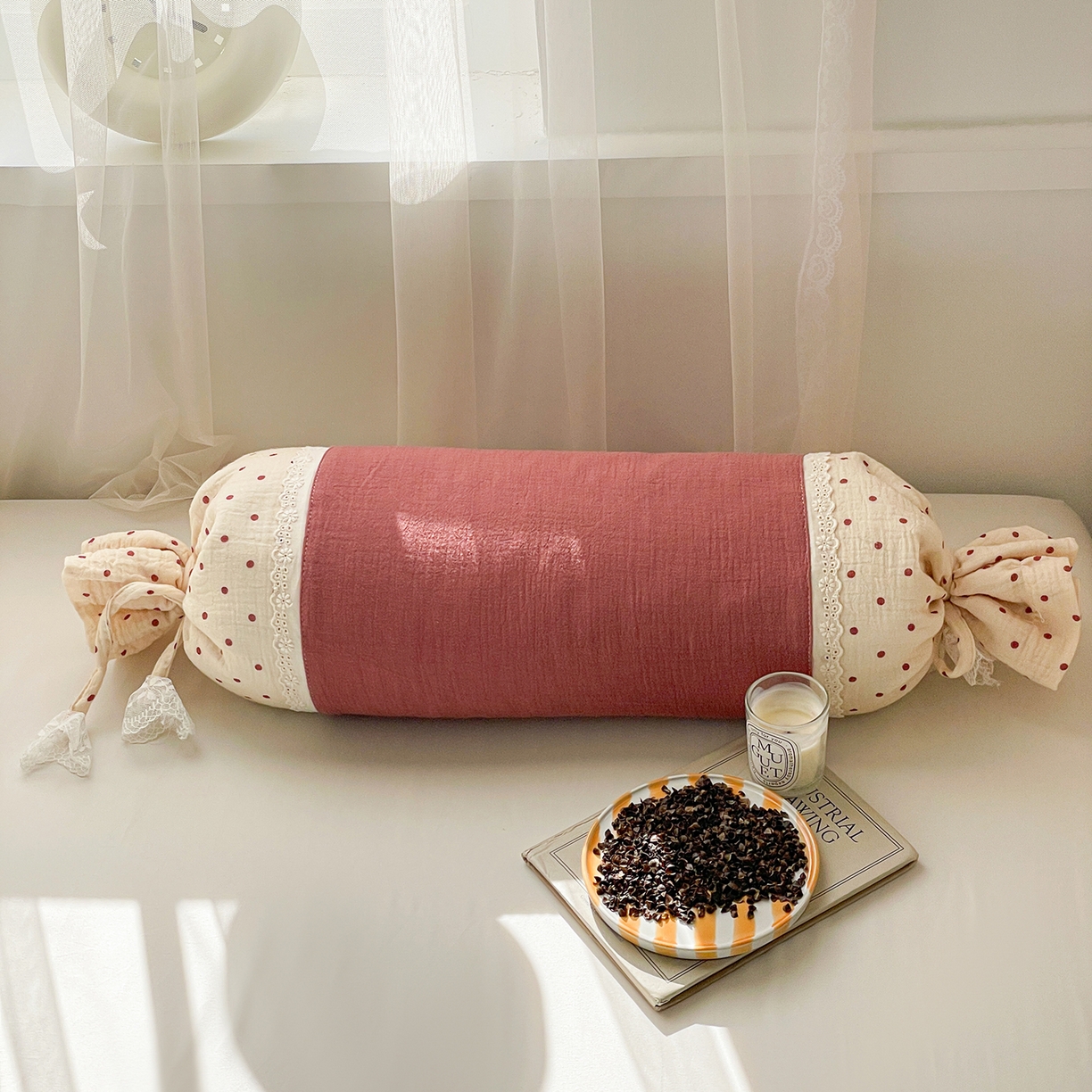 亦帆枕芯 2025新款多功能枕糖果形荞麦颈椎抱枕透气新生儿侧睡枕枕头枕芯 豆沙-全棉糖果枕