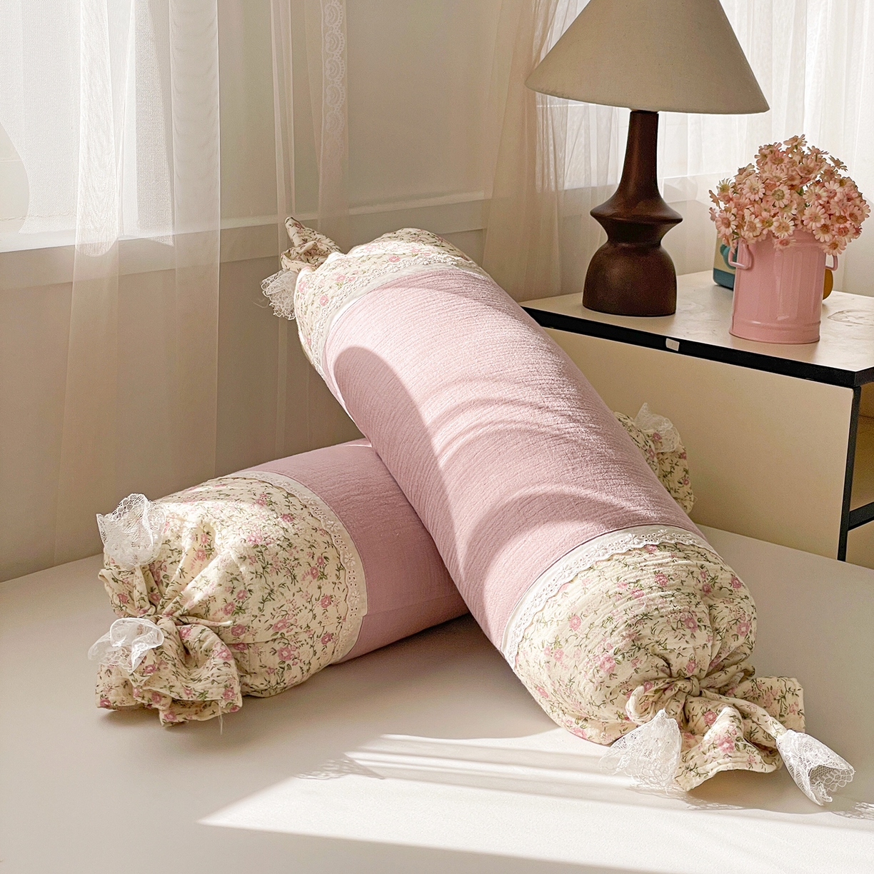 91家纺网 家纺一手货源 找家纺 亦帆枕芯 2025新款多功能枕糖果形荞麦颈椎抱枕透气新生儿侧睡枕枕头枕芯 香芋紫-全棉糖果枕