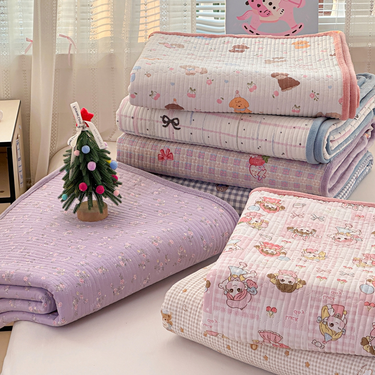 91家纺网 家纺一手货源 找家纺 恒尚居 2026新款A双层纱B牛奶绒床盖双面两用夹棉床单学生床垫床褥子 组合图仅供参考不可下单