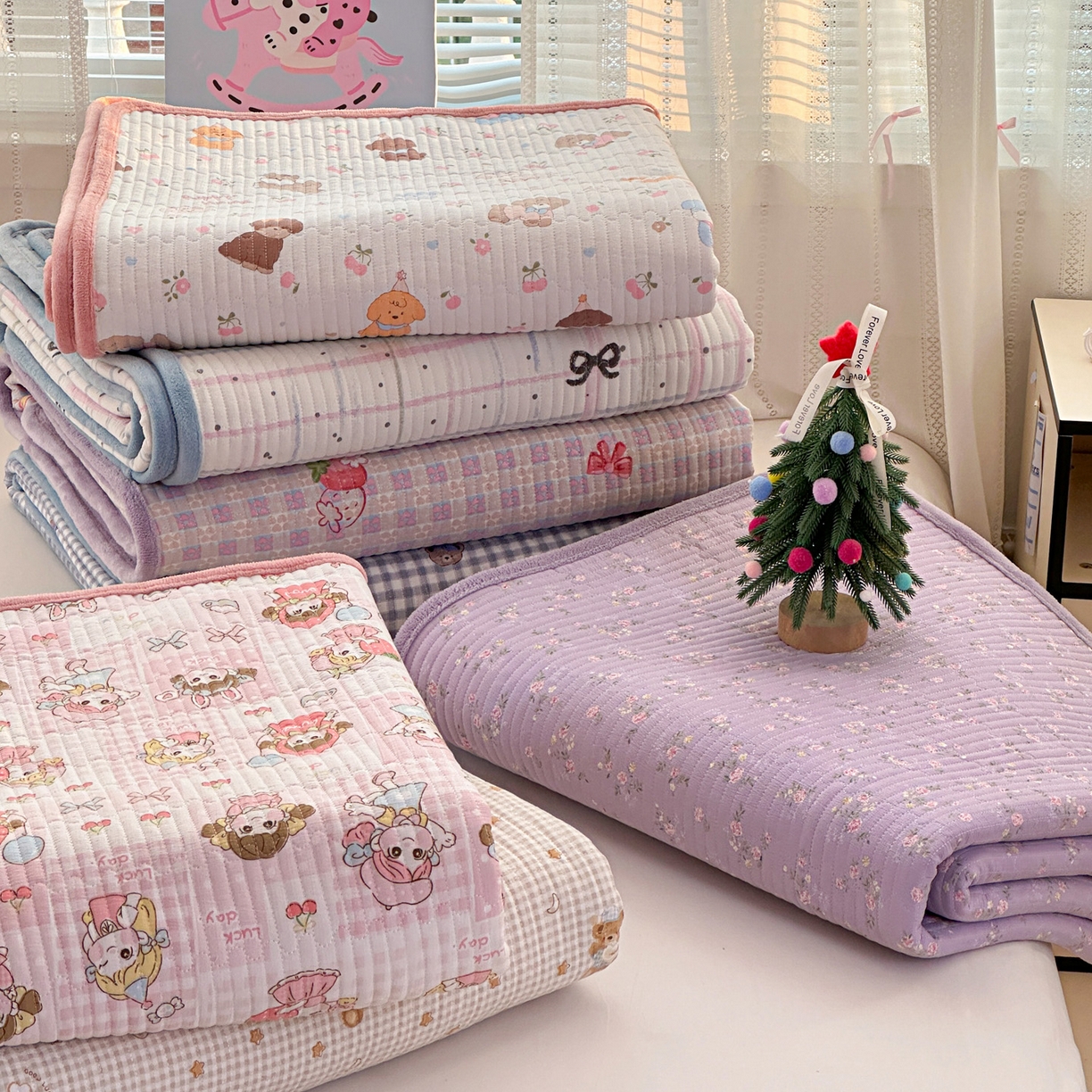 91家纺网 家纺一手货源 找家纺 恒尚居 2026新款A双层纱B牛奶绒床盖双面两用夹棉床单学生床垫床褥子 组合图仅供参考不可下单