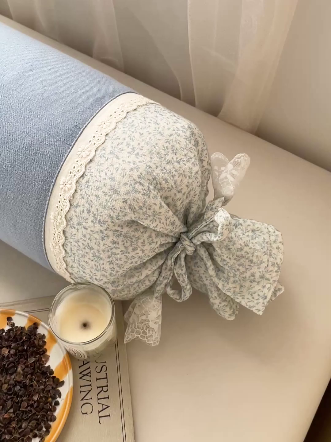 91家纺网 家纺一手货源 找家纺 亦帆枕芯 2025新款多功能枕糖果形荞麦颈椎抱枕透气新生儿侧睡枕枕头枕芯 天蓝-全棉糖果枕