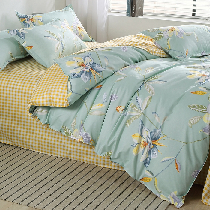 91家纺网 家纺一手货源 找家纺 赫然家纺 新款舒适柔软亲肤爆款芦荟棉四件套货源充足 花露优雨