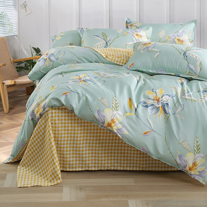 91家纺网 家纺一手货源 找家纺 赫然家纺 新款舒适柔软亲肤爆款芦荟棉四件套货源充足 花露优雨