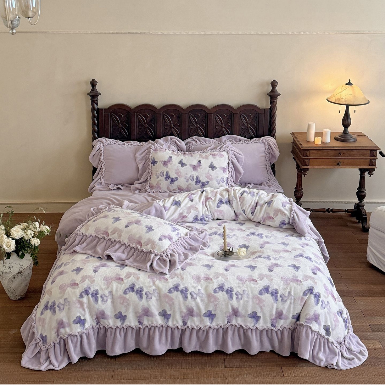 91家纺网 家纺一手货源 找家纺 （总）多乐娜 2025新款高克重260g全消光牛奶绒数码印花法式油画风高端款四件套-安妮（会员-20）控价最低368起